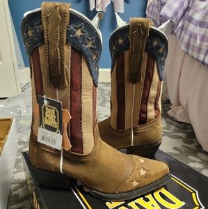 NIB Dan Post children's tan "stars and stripes"  cowboy boots.
